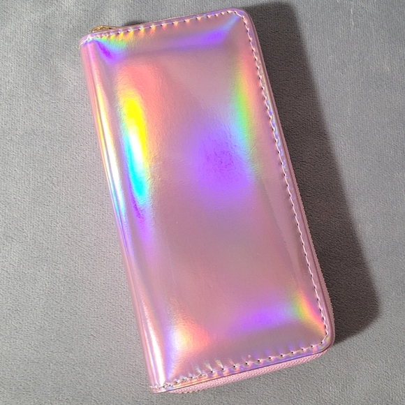 Handbags - Pink Holographic Wallet. Zip-around.